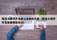 微信小程序开发要注意哪些方面（微信小程序开发需要哪些知识）