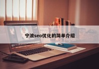 宁波seo优化的简单介绍