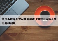 微信小程序开发问题咨询谁（微信小程序开发问题和困难）