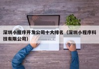 深圳小程序开发公司十大排名（深圳小程序科技有限公司）