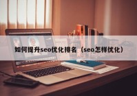 如何提升seo优化排名（seo怎样优化）