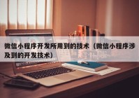 微信小程序开发所用到的技术（微信小程序涉及到的开发技术）